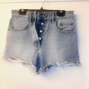 Zara button fly blue denim jean shorts size 4
